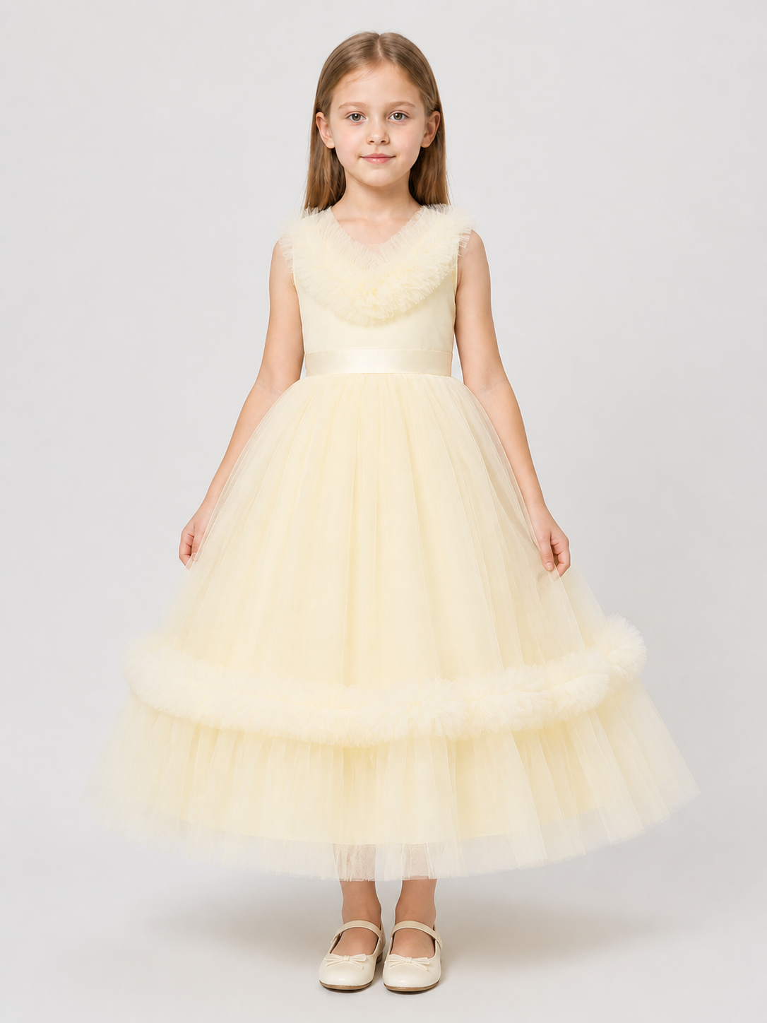 Girls' Princess Dress with Full Skirt, Champagne
