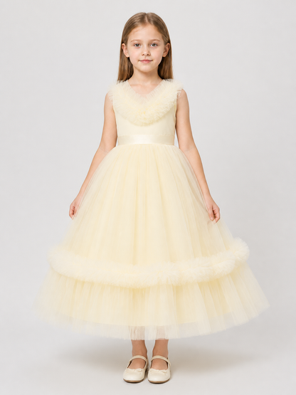 Girls' Princess Dress with Full Skirt, Champagne
