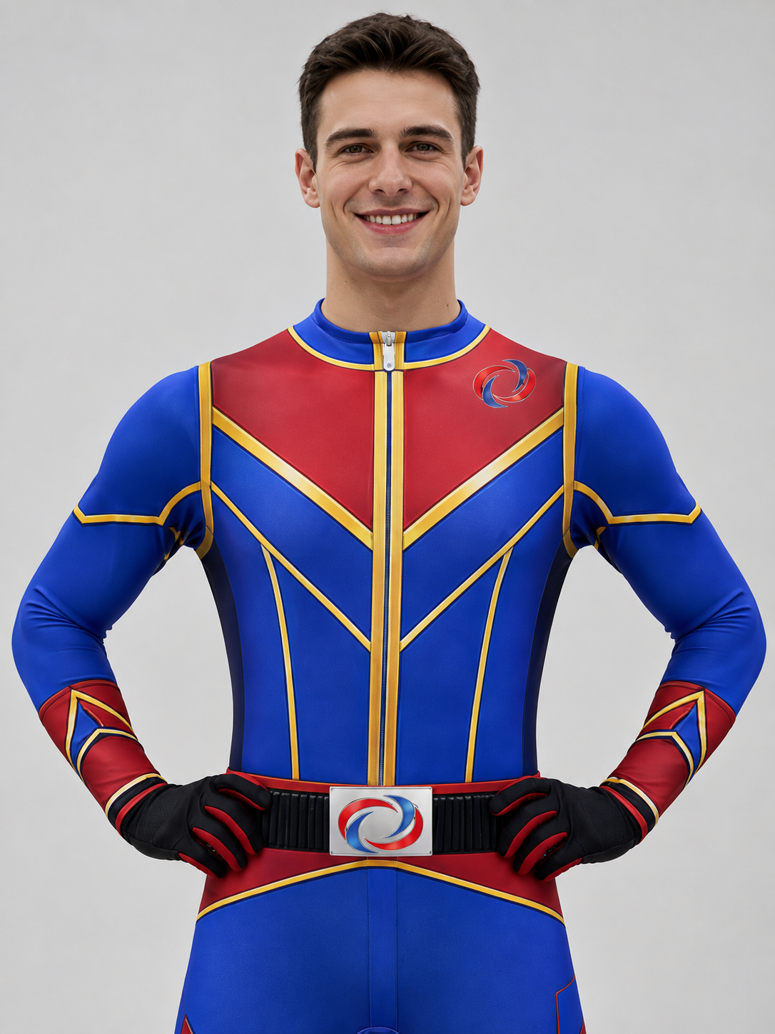 Superhero-Style Cosplay Jumpsuit with Emblem