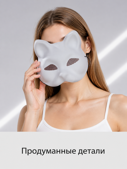 White Cat Carnival Mask for Halloween and Cosplay Costume Masks detail 2