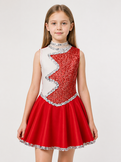 Short Red and White Sequin Party Dress Costume Dresses detail 2