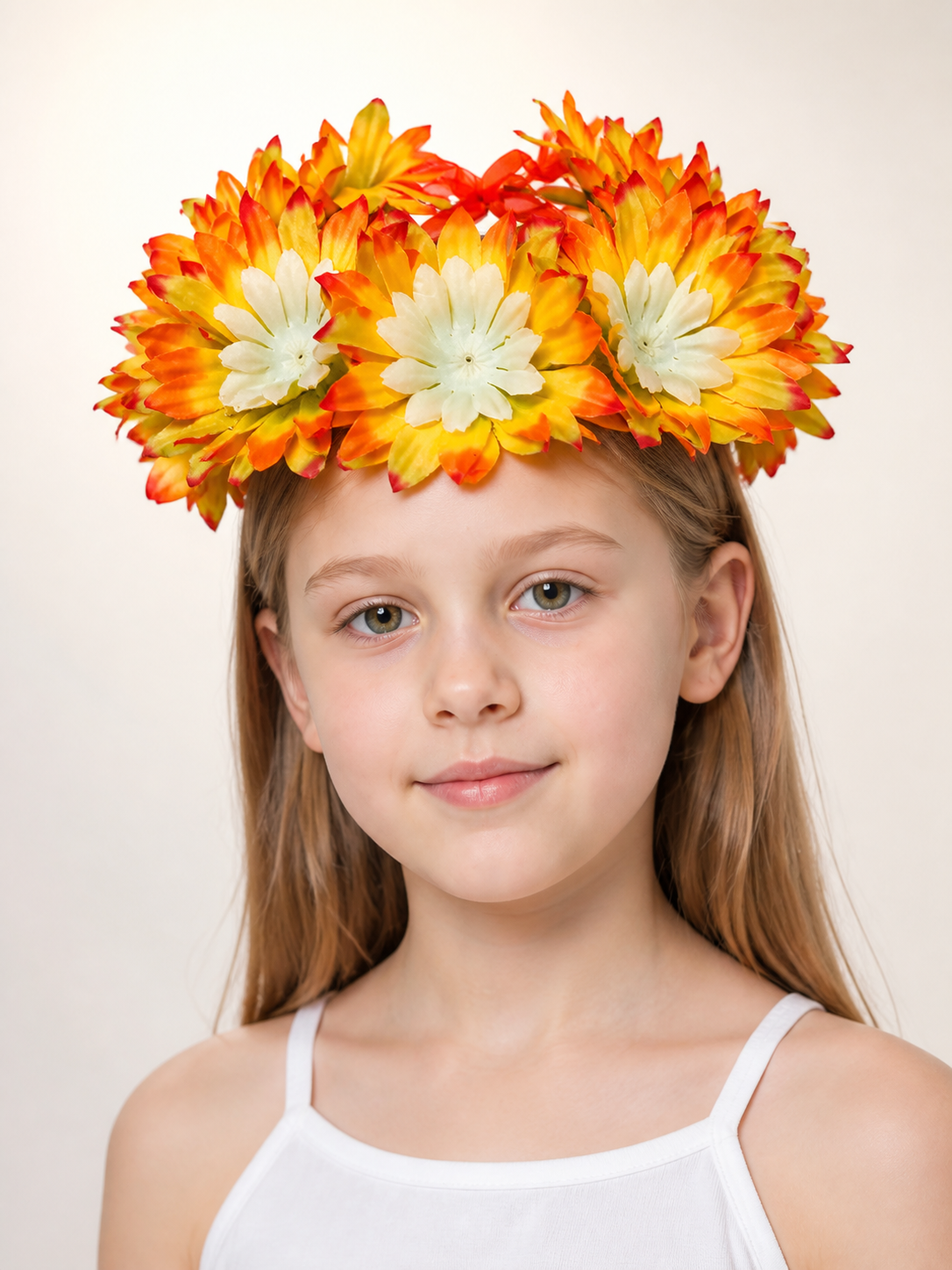 Carnival Headwear with Orange and White Flowers Costumes detail 2