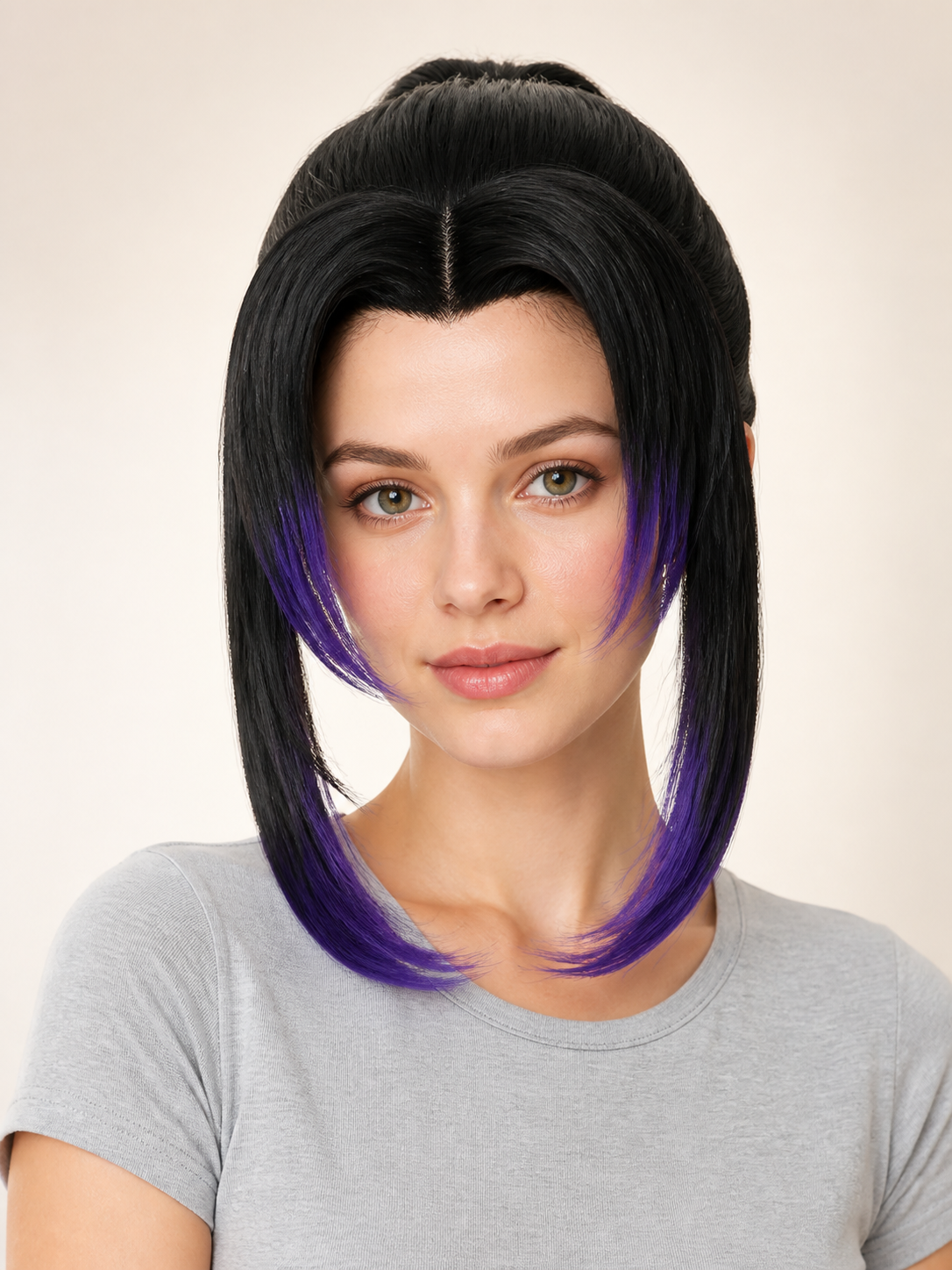 Black and Purple Carnival Wig with Updo Costume Wigs detail 2