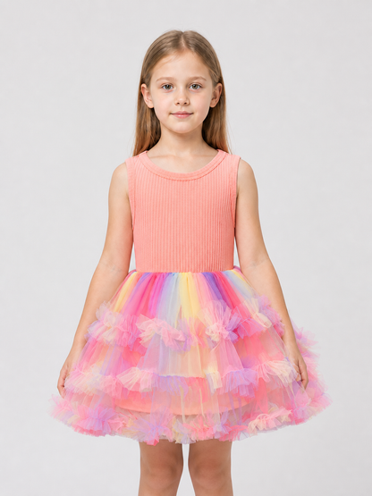 Dressy Full-Skirt Dress with a Multicolored Tulle Skirt Costume Dresses detail 3