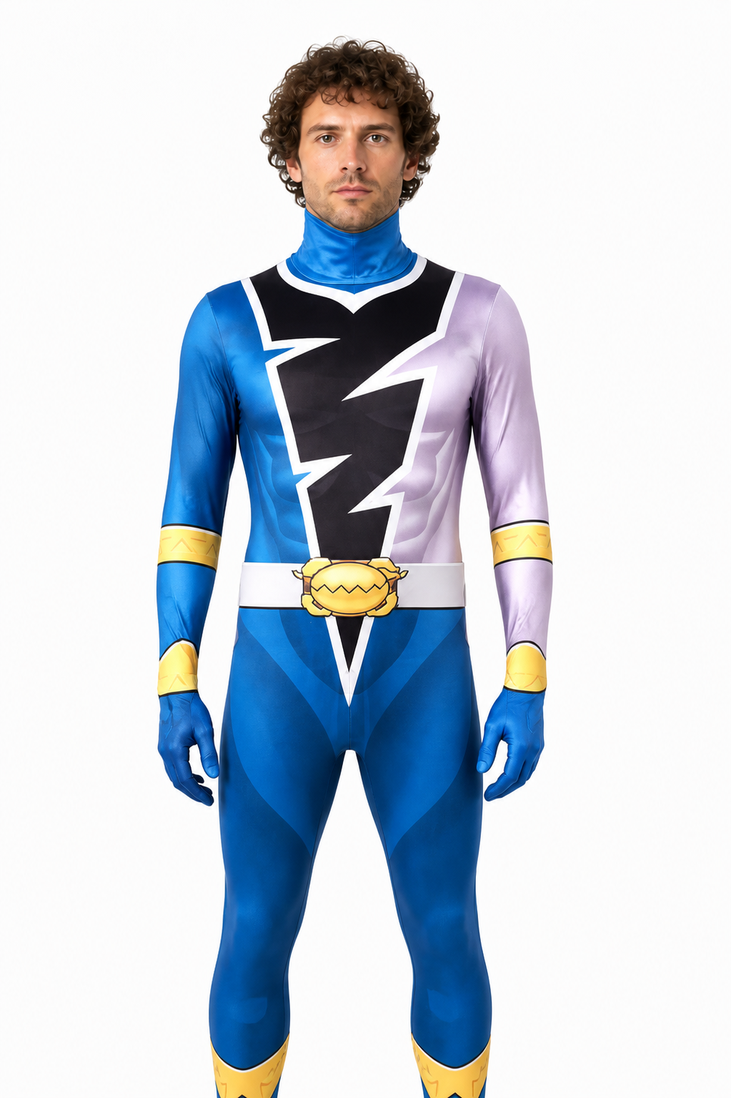 Hooded Jumpsuit Costume with Mask, Lightning Print Costume Masks detail 3