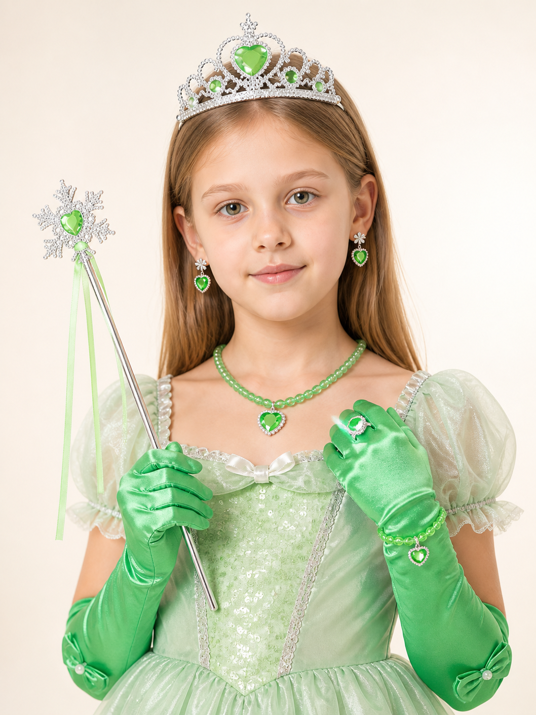 Carnival Crown Headpiece with Green and Silver Costume Headwear detail 2