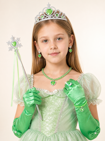 Carnival Crown Headpiece with Green and Silver Costume Headwear detail 2