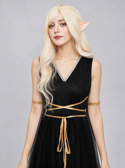 Gothic-Style Costume Dress with Cape for Cosplay