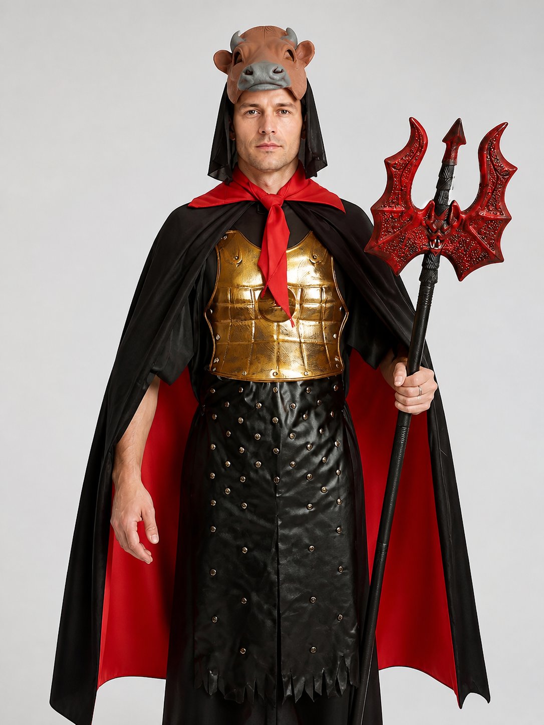 Zombie Costume with Cloak and Mask for Halloween upper body view