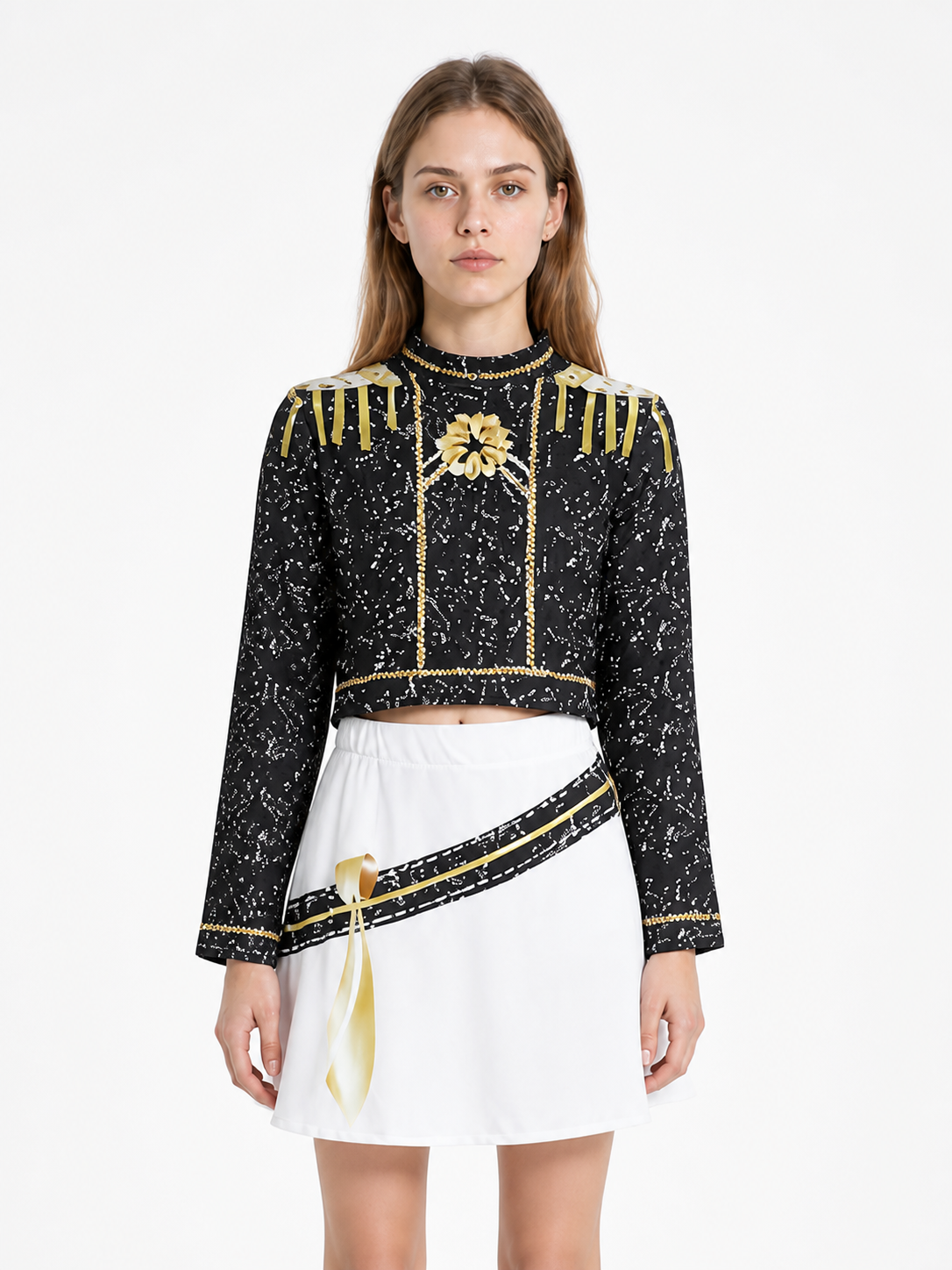 Stage Costume with Top and Skirt, Black and Gold Costumes detail 3