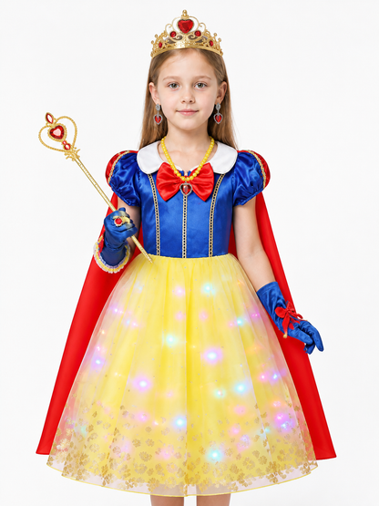 LED Princess Dress with Crown and Cape for Parties Costume Dresses detail 3