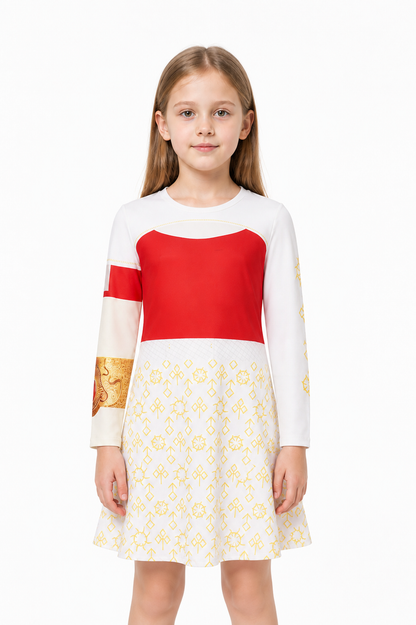 White Patterned Dress for Victor Cosplay from Zombie High School 4 upper body view