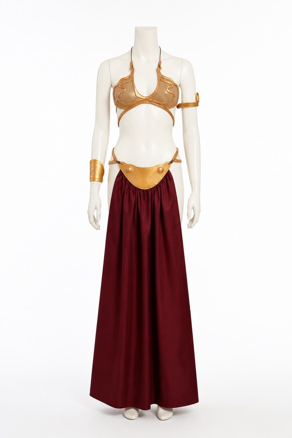 Burgundy and Gold Halloween Cosplay Costume with Skirt Costumes detail 2