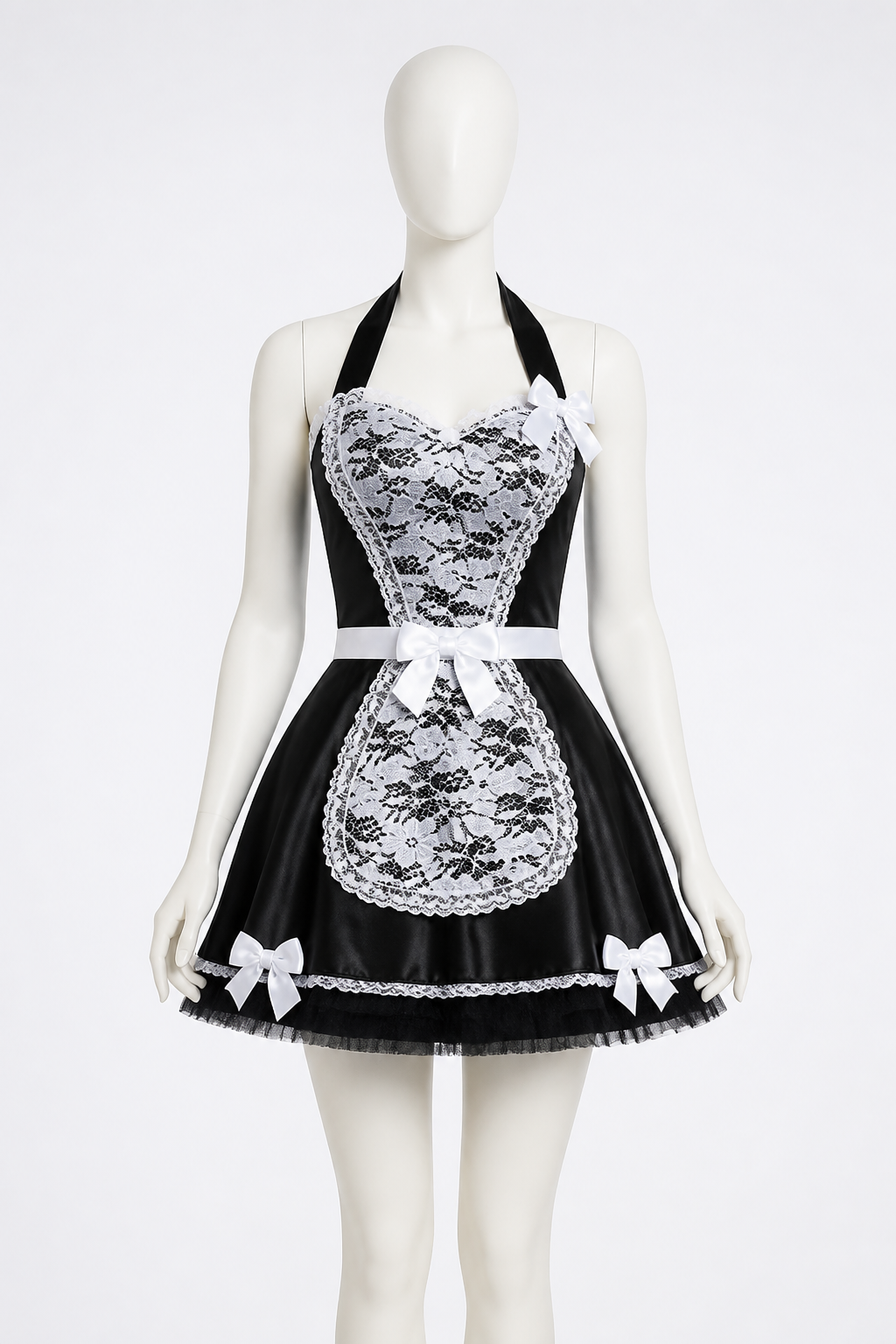 Black-and-White Dress Costume with Apron and Bows Costume Dresses detail 3
