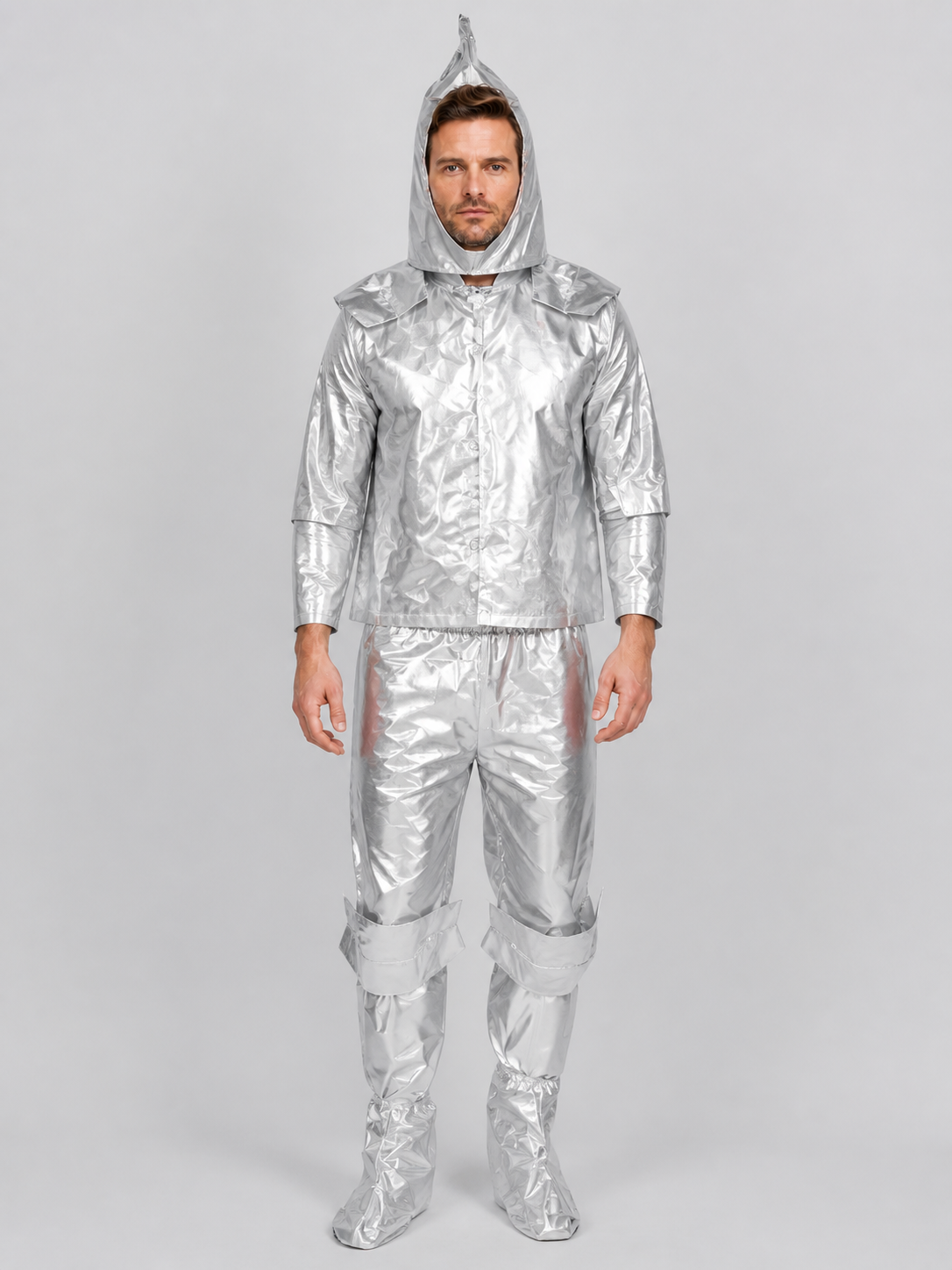 Silver Astronaut Costume with Hood for Halloween Costumes detail 2