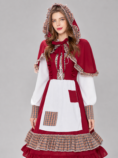 Little Red Riding Hood Costume: Dress with Apron and Cape