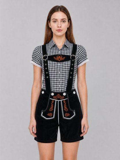 Children's Set: Plaid Shirt and Suspender Shorts