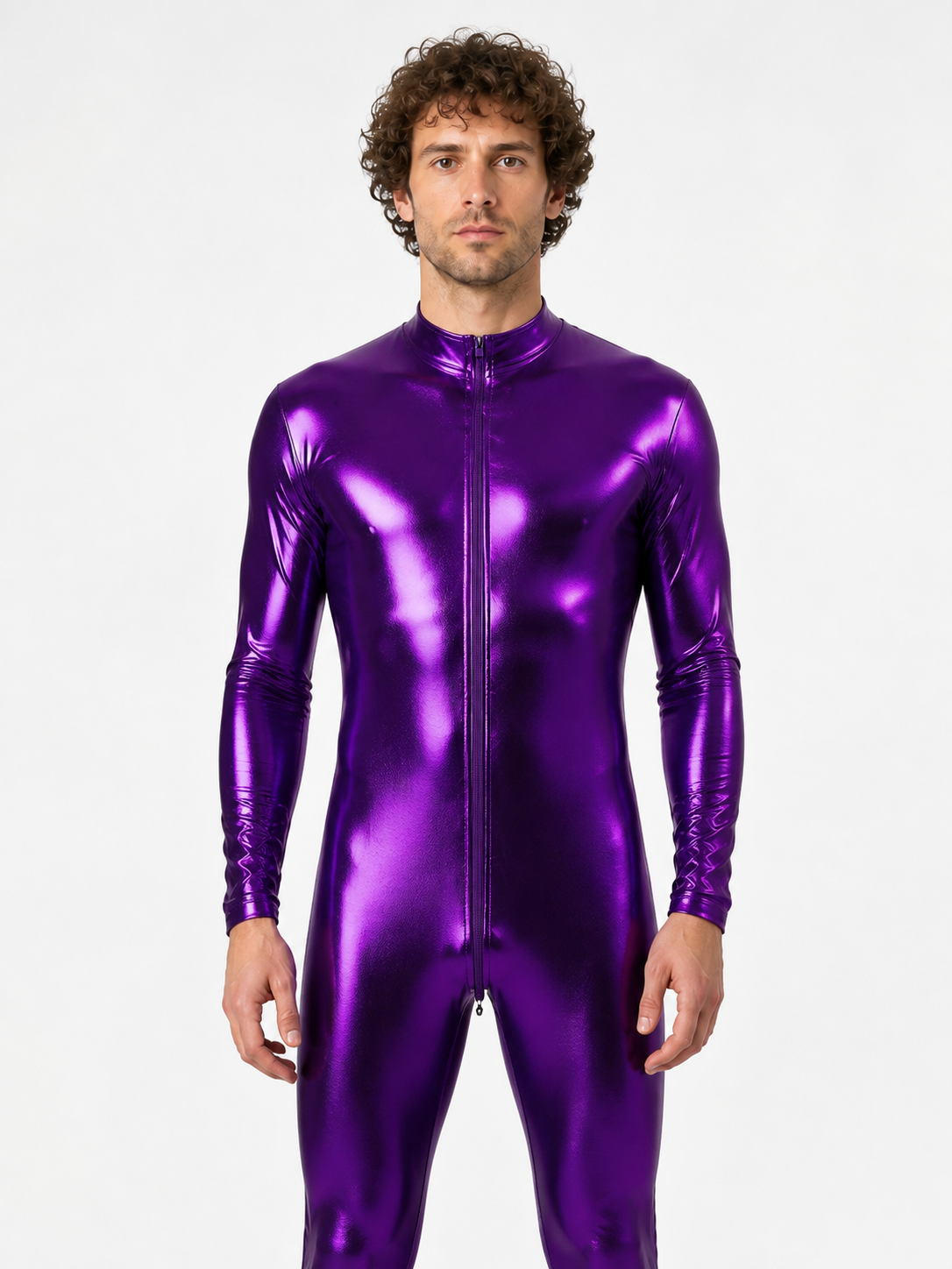 Purple Jumpsuit with Zipper and Closed Feet product detail 3