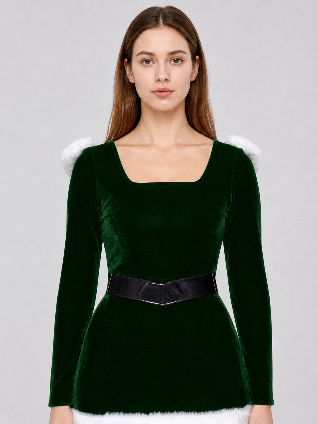 Christmas cosplay dress, green, with trim Costume Dresses detail