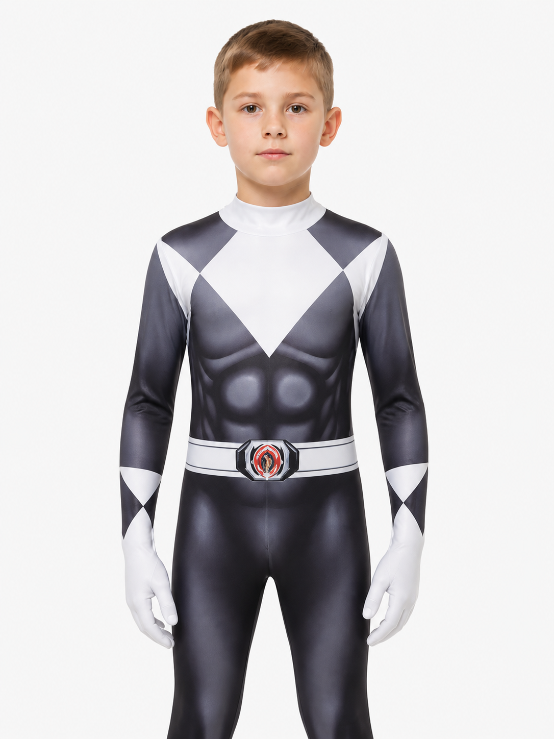 Children’s superhero-themed carnival jumpsuit costume with mask product detail 3