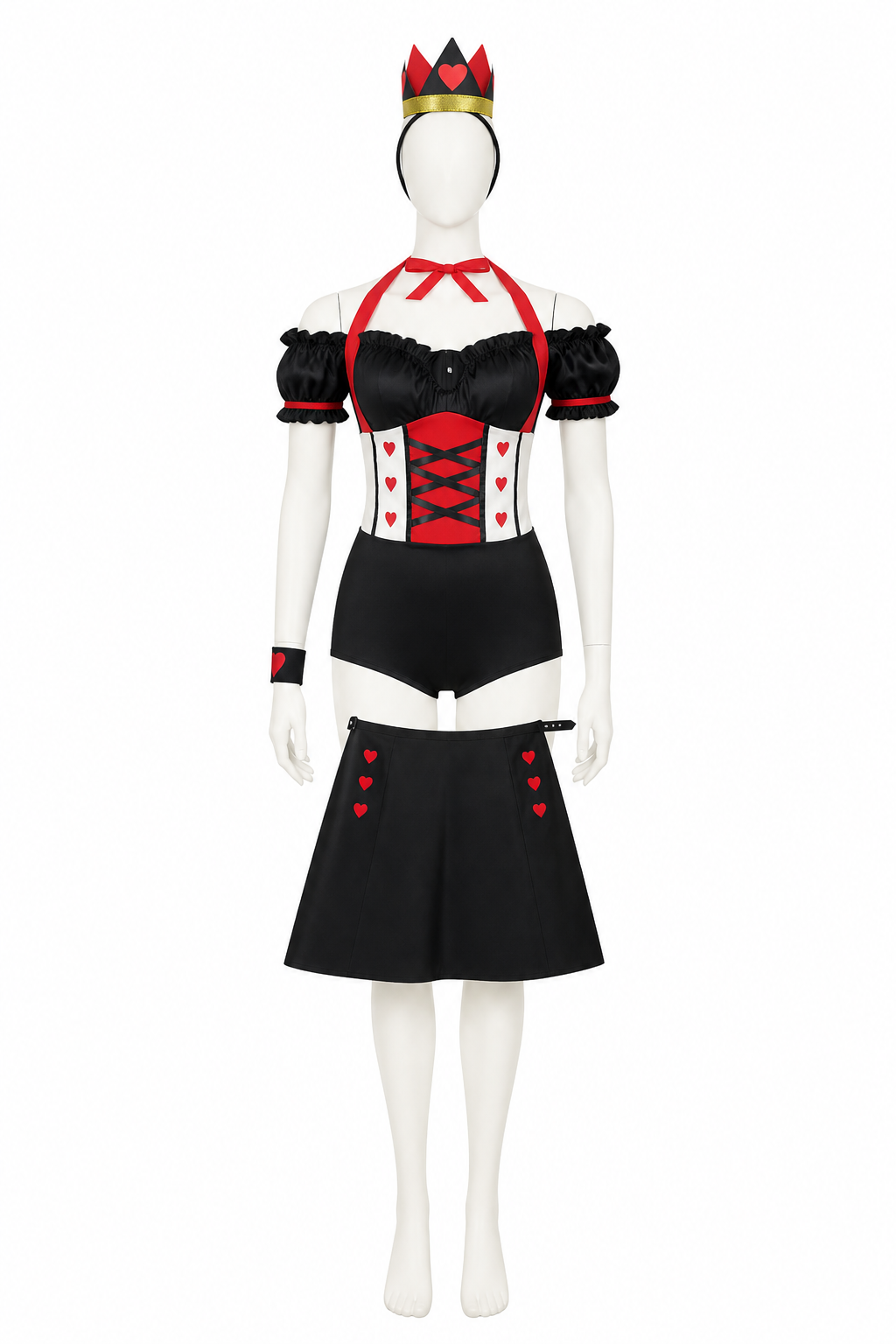 Queen of Hearts Costume with Crown and Hearts for Halloween Costume Headwear detail 3