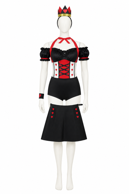 Queen of Hearts Costume with Crown and Hearts for Halloween Costume Headwear detail 3