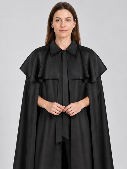 Black cloak with collar and capelet