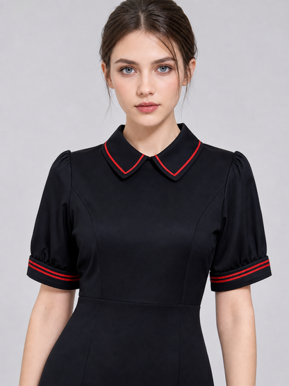 Medical Costume: Black Dress with Red Trim
