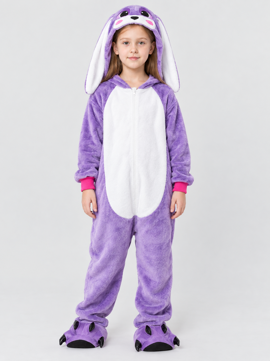 Kids' Purple Hooded One-Piece Pajama