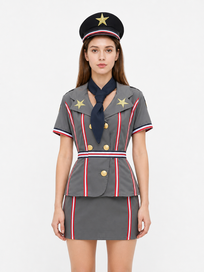 Pilot Uniform with Skirt and Gold Stars Costumes detail 3