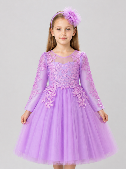 Children’s Princess Dress with Embroidery and Floral Headband product detail 3