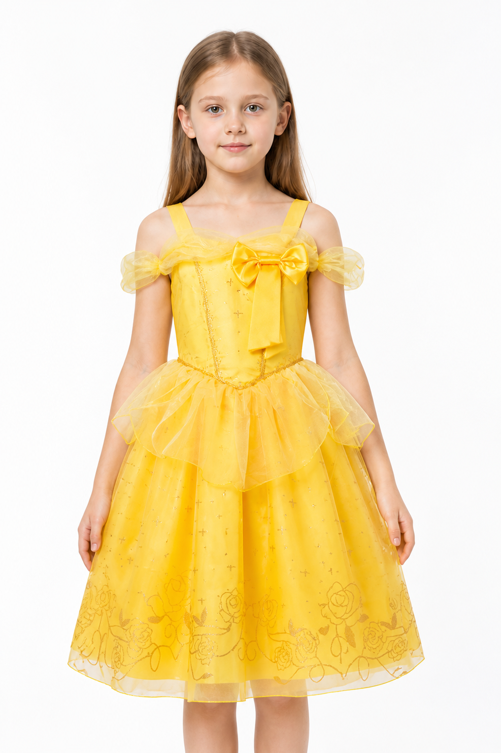 Gold Princess Costume with Bow and Full Skirt Costume Accessories detail 3