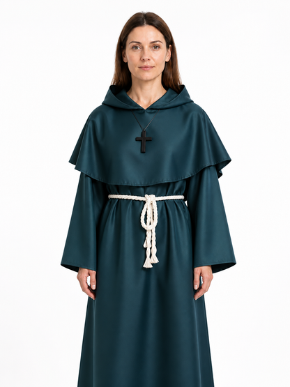 Medieval Hooded Cloak with Belt for Cosplay Costume Capes detail 3
