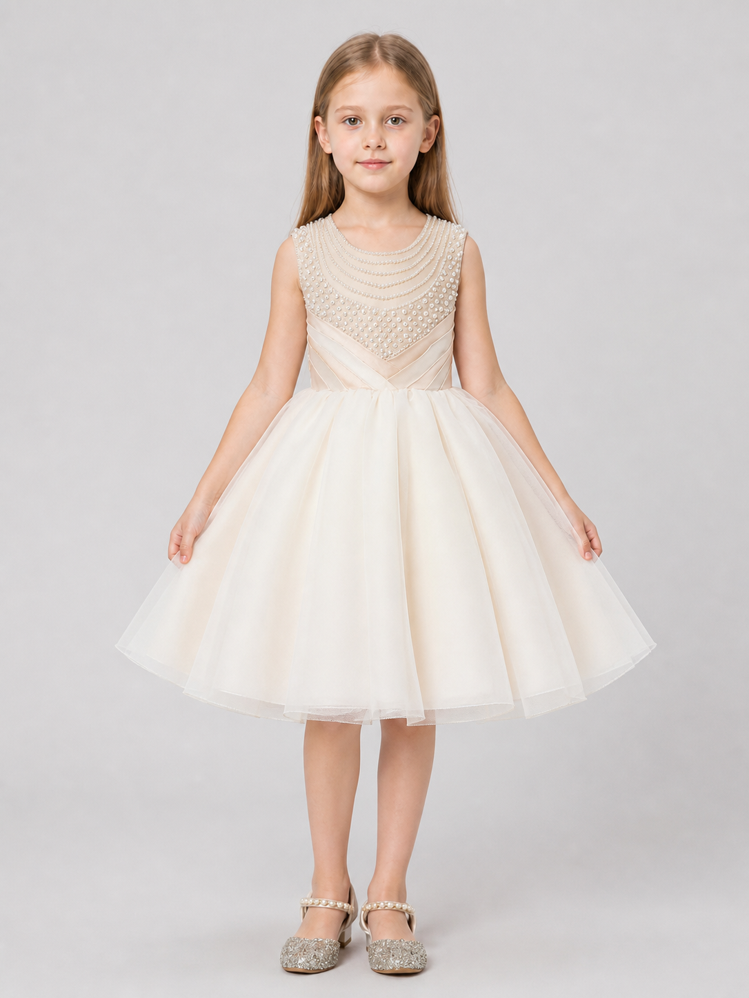 Full Dress with Pearls and Sequins for Special Occasions