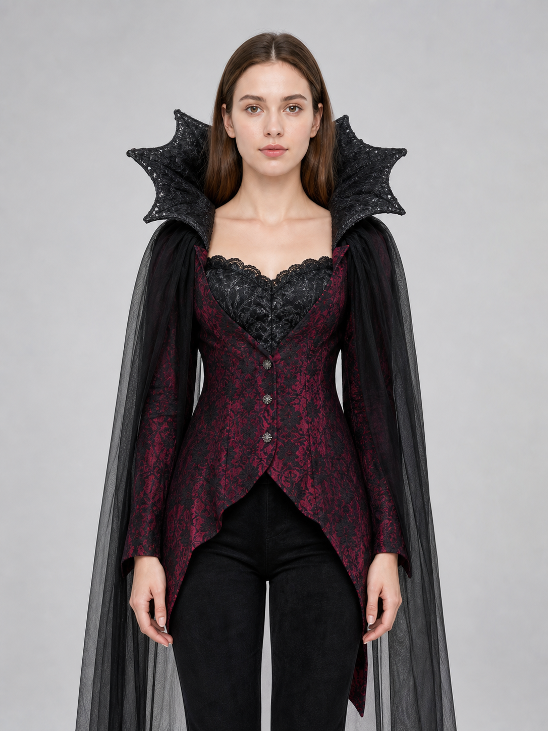 Gothic Vampire Costume with Cape and Pants