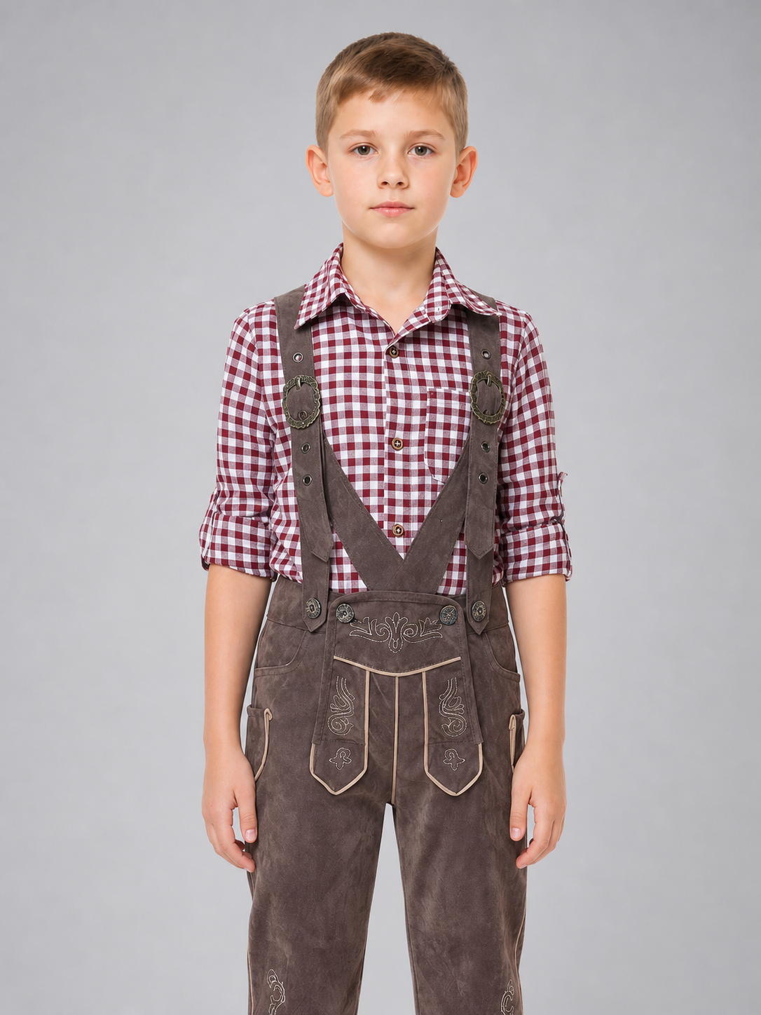 Costume Set: Plaid Shirt and Bib Overalls