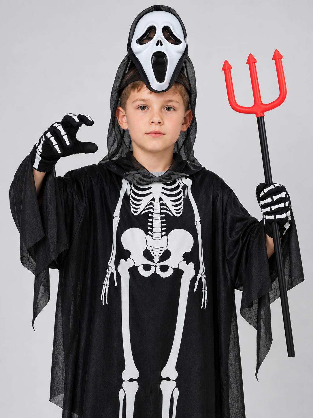 Skeleton Costume with Mask and Trident Costume Masks detail 2