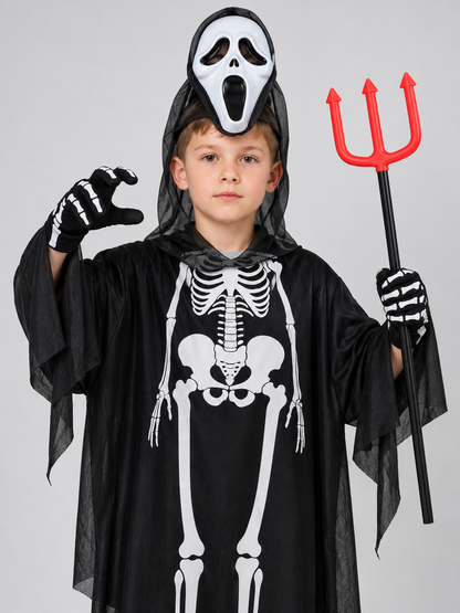 Skeleton Costume with Mask and Trident Costume Masks detail 2