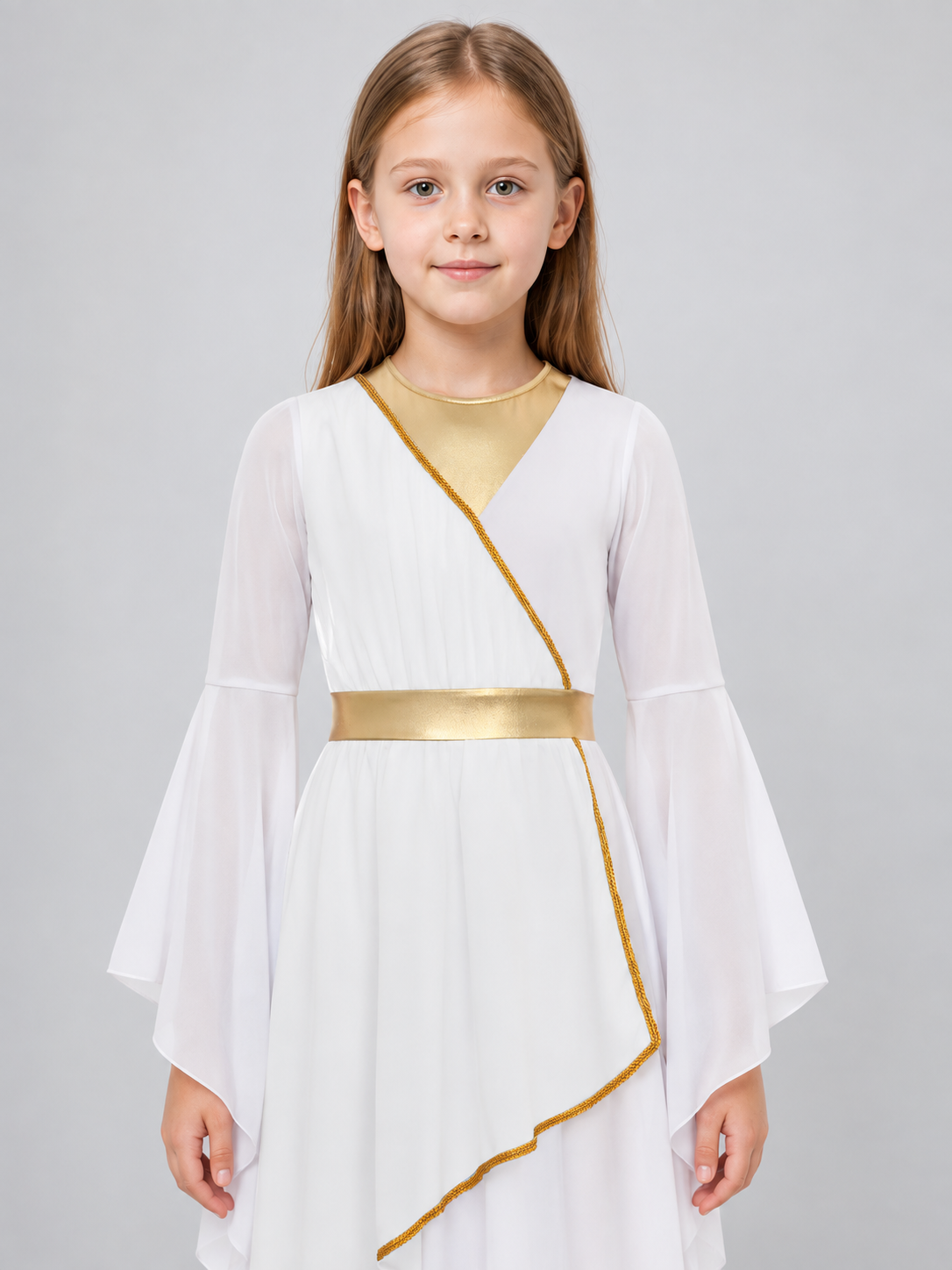 Athena Kids' Costume with Cape and Flared Sleeves