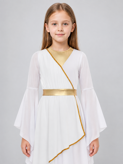 Athena Kids' Costume with Cape and Flared Sleeves