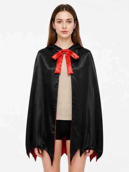 Hooded Vampire Cape, Red and Black Costume Capes detail 3