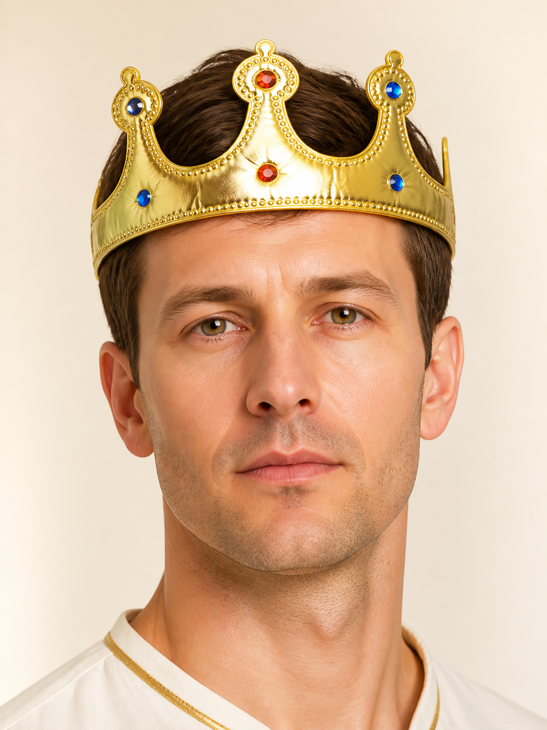 Carnival Headpiece, Gold Crown with Stones Costume Headwear detail 2
