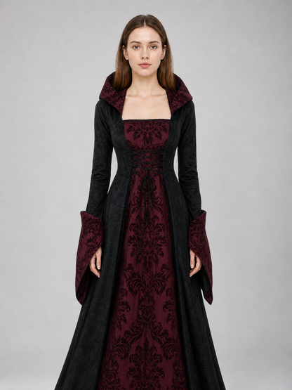 Gothic Hooded Dress with Long Sleeves