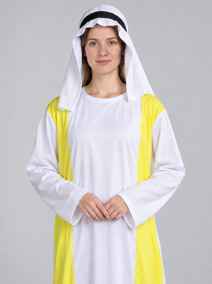 Carnival costume with a white base and yellow inserts