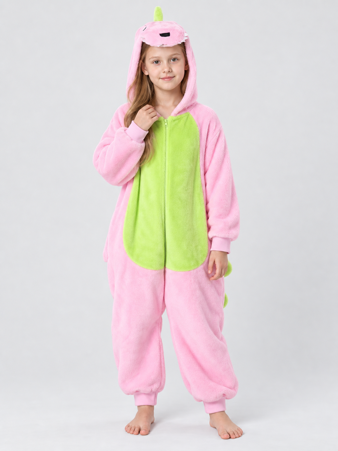 Pink Kigurumi Pajama with Animal Face Hood