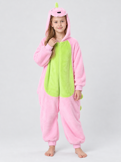Pink Kigurumi Pajama with Animal Face Hood
