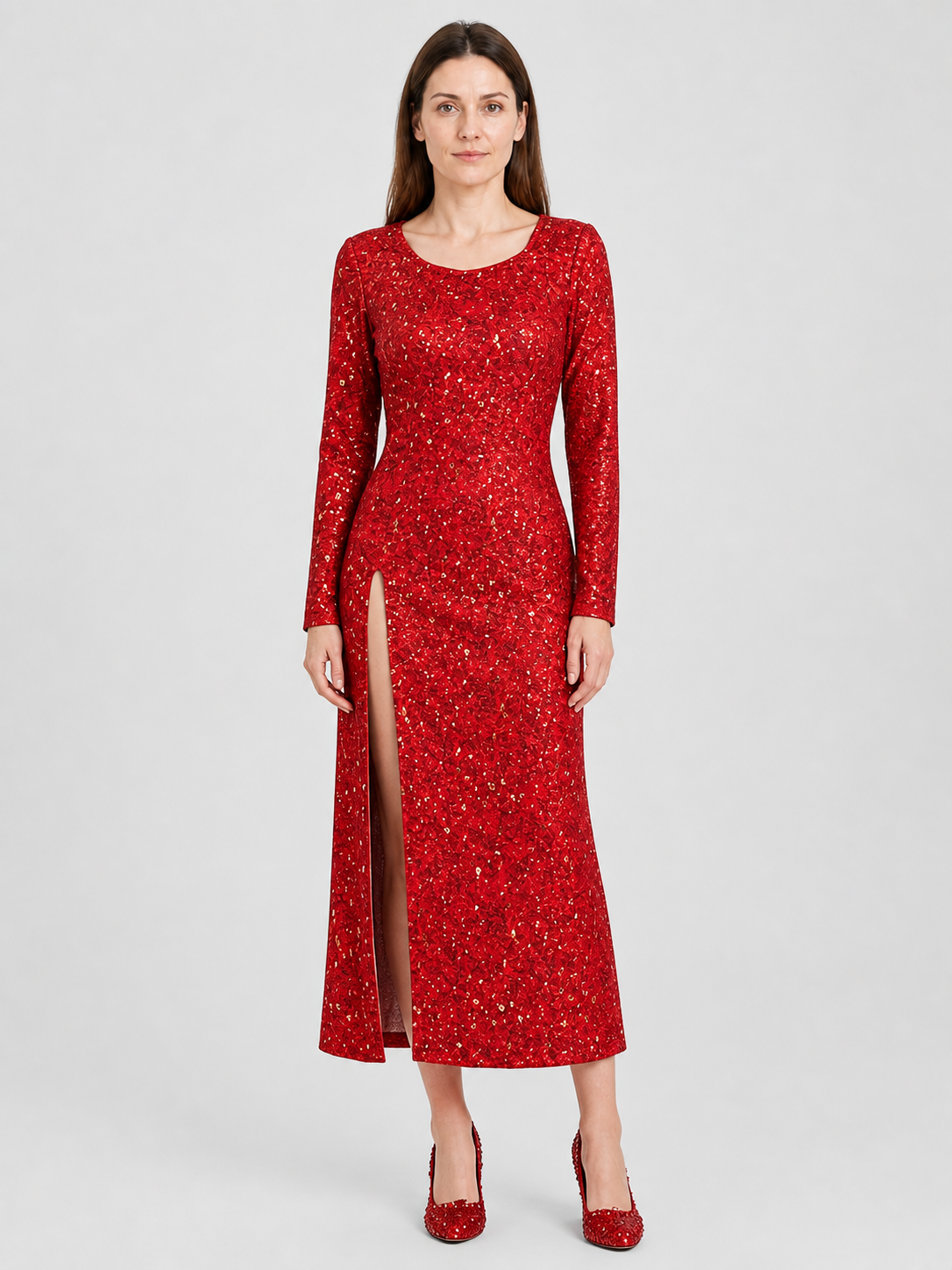 Fairy Godmother Dress from Shrek 2, Red, with Sequins Costume Dresses detail 3