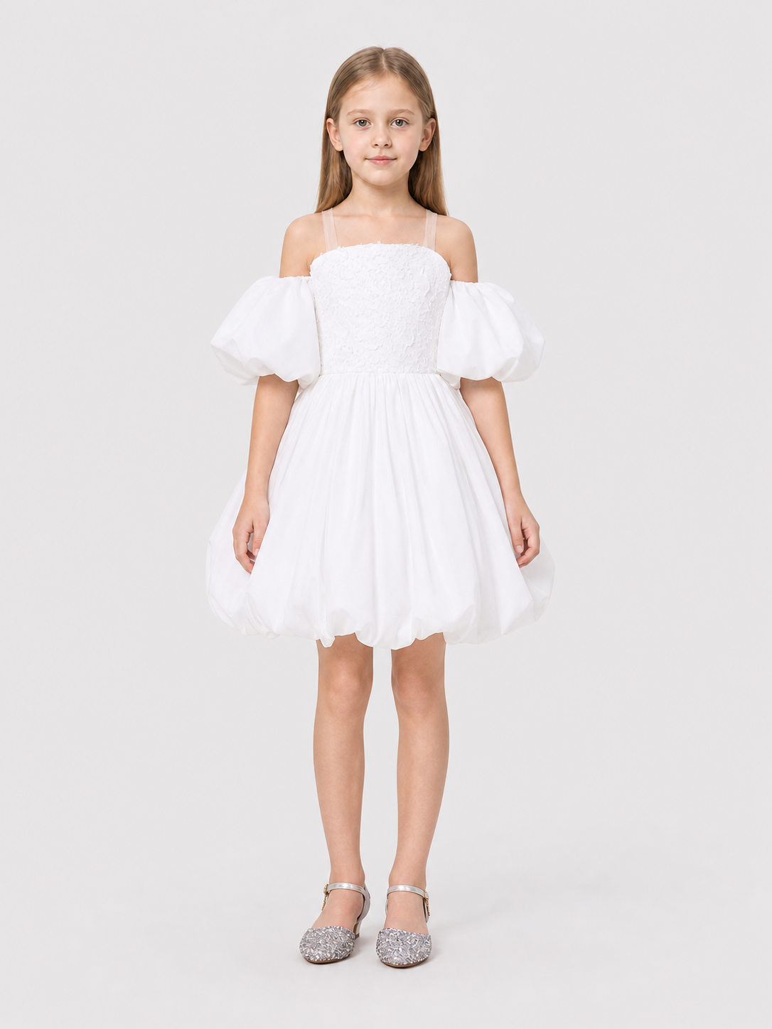 Children's Dress with a Full Skirt and Floral Decor Costume Dresses detail 3