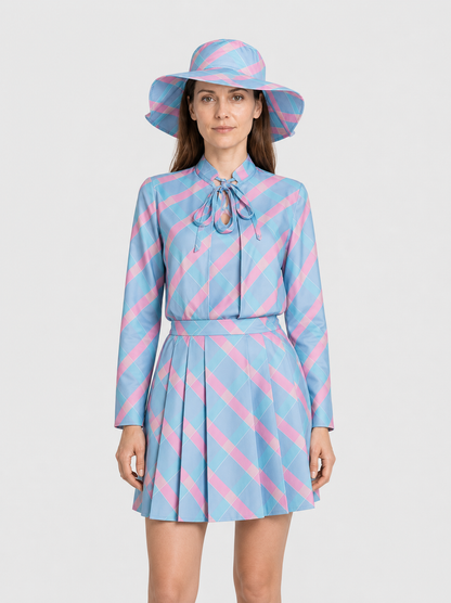 Barbie Cosplay Costume: Checkered Set with Hat Costume Headwear detail 3