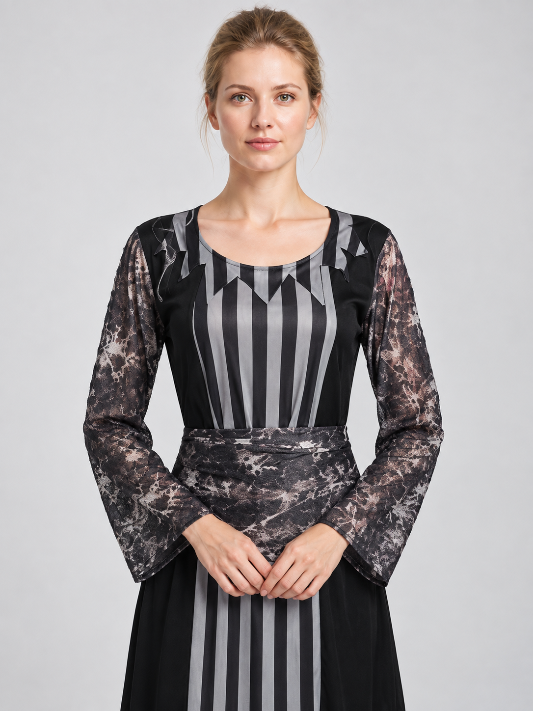 Witch Costume with Belt, Stripes, and Openwork Sleeves Costumes detail 2